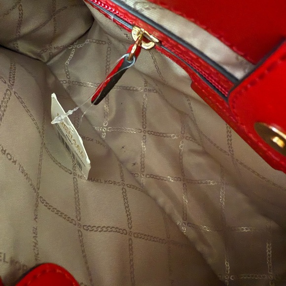 Michael Kors Ruby Satchel Leather Handbag Crimson - Picture 7 of 12